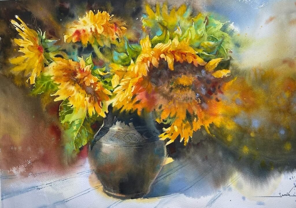 Samira Yanushkova - Sunflowers in a jug